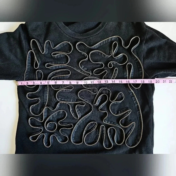 Stella McCartney xs s 36 black zipper 3d embellished floral crewneck Sweater - Picture 7 of 11